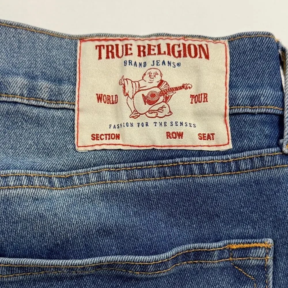 True Religion Geno Relaxed Slim Jeans 33 Streetwear Denim Dark Blue *flaw